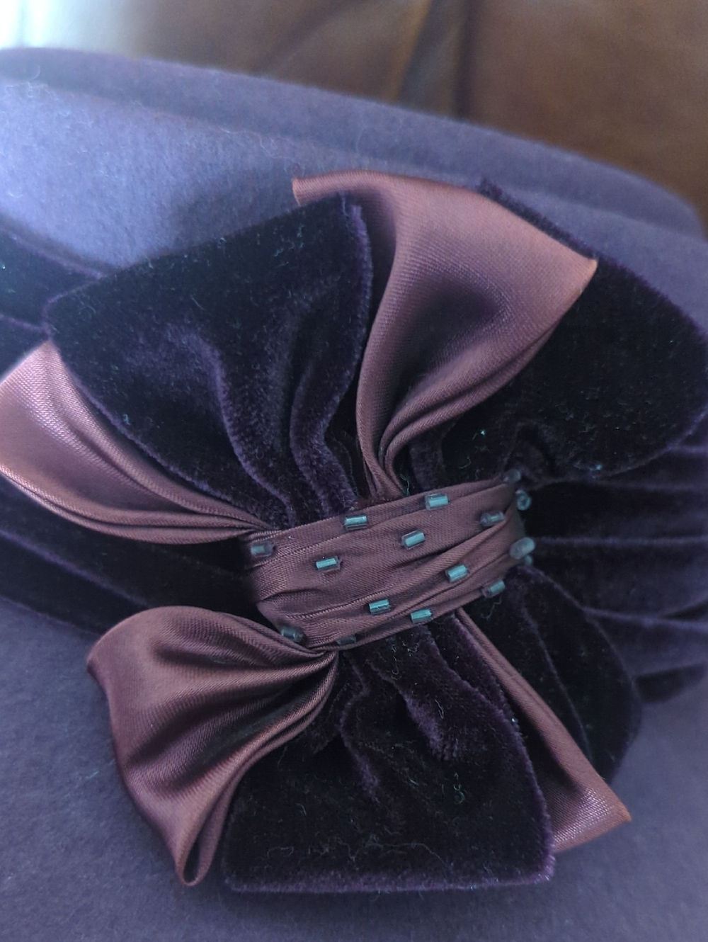 BETMAR Wool Purple Felt Cloche Hat with Decorative Bow - Picture 9 of 10